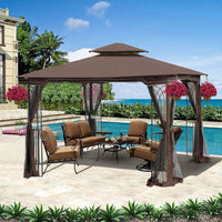 Ventilated Double Roof Outdoor Gazebo Canopy Tent with Detachable Mosquito Net for Lawn Garden and Backyard