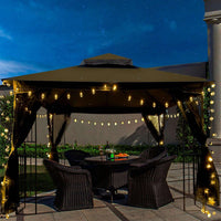 Ventilated Double Roof Outdoor Gazebo Canopy Tent with Detachable Mosquito Net for Lawn Garden and Backyard