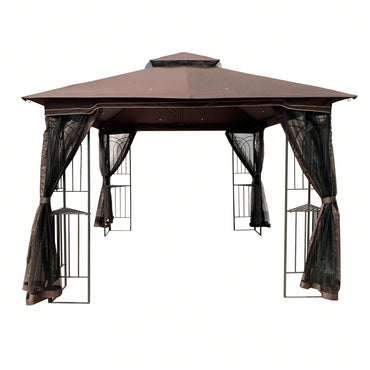 Ventilated Double Roof Outdoor Gazebo Canopy Tent with Detachable Mosquito Net for Lawn Garden and Backyard