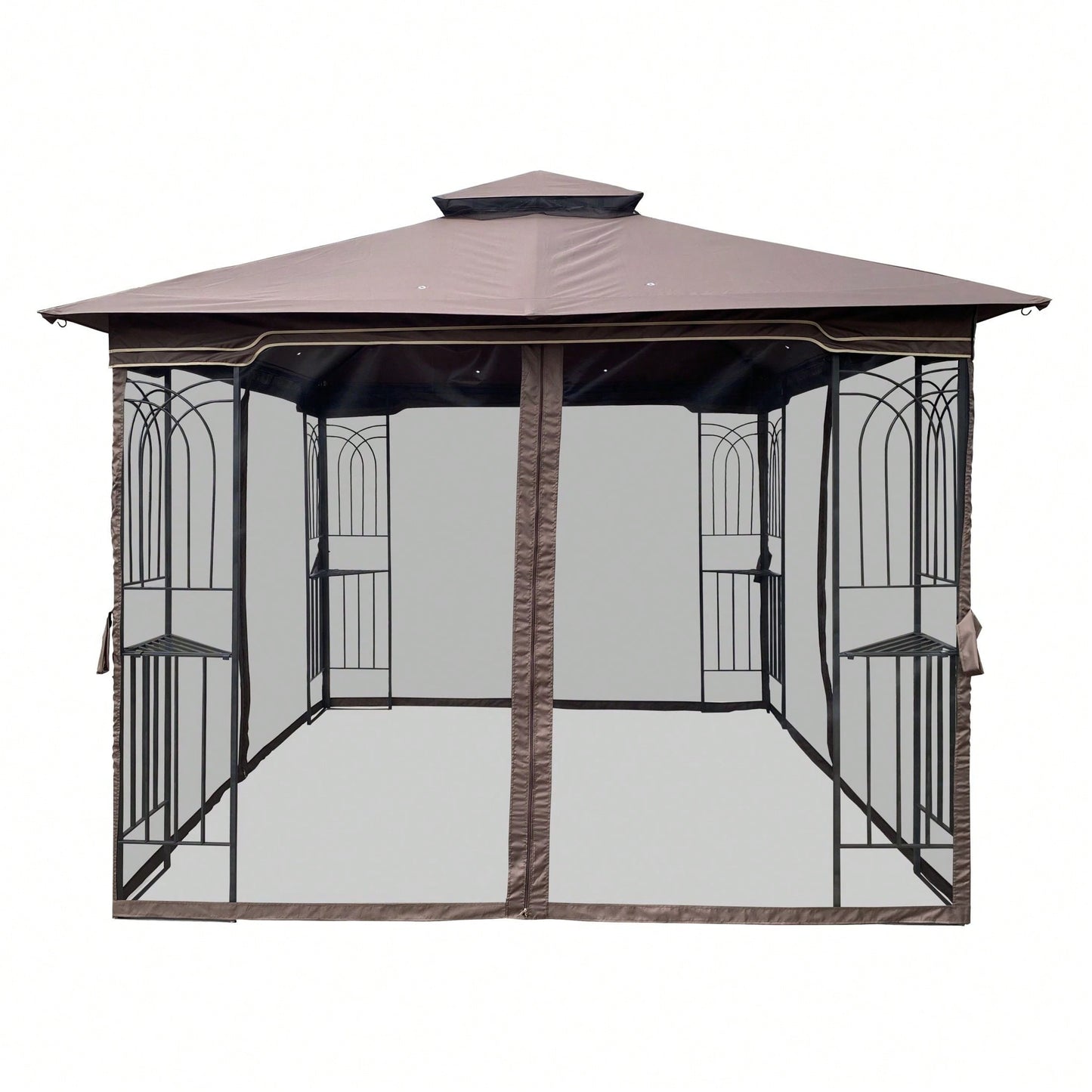 Ventilated Double Roof Outdoor Gazebo Canopy Tent with Detachable Mosquito Net for Lawn Garden and Backyard