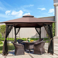 Ventilated Double Roof Outdoor Gazebo Canopy Tent with Detachable Mosquito Net for Lawn Garden and Backyard