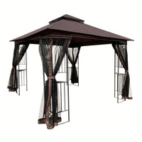 Ventilated Double Roof Outdoor Gazebo Canopy Tent with Detachable Mosquito Net for Lawn Garden and Backyard