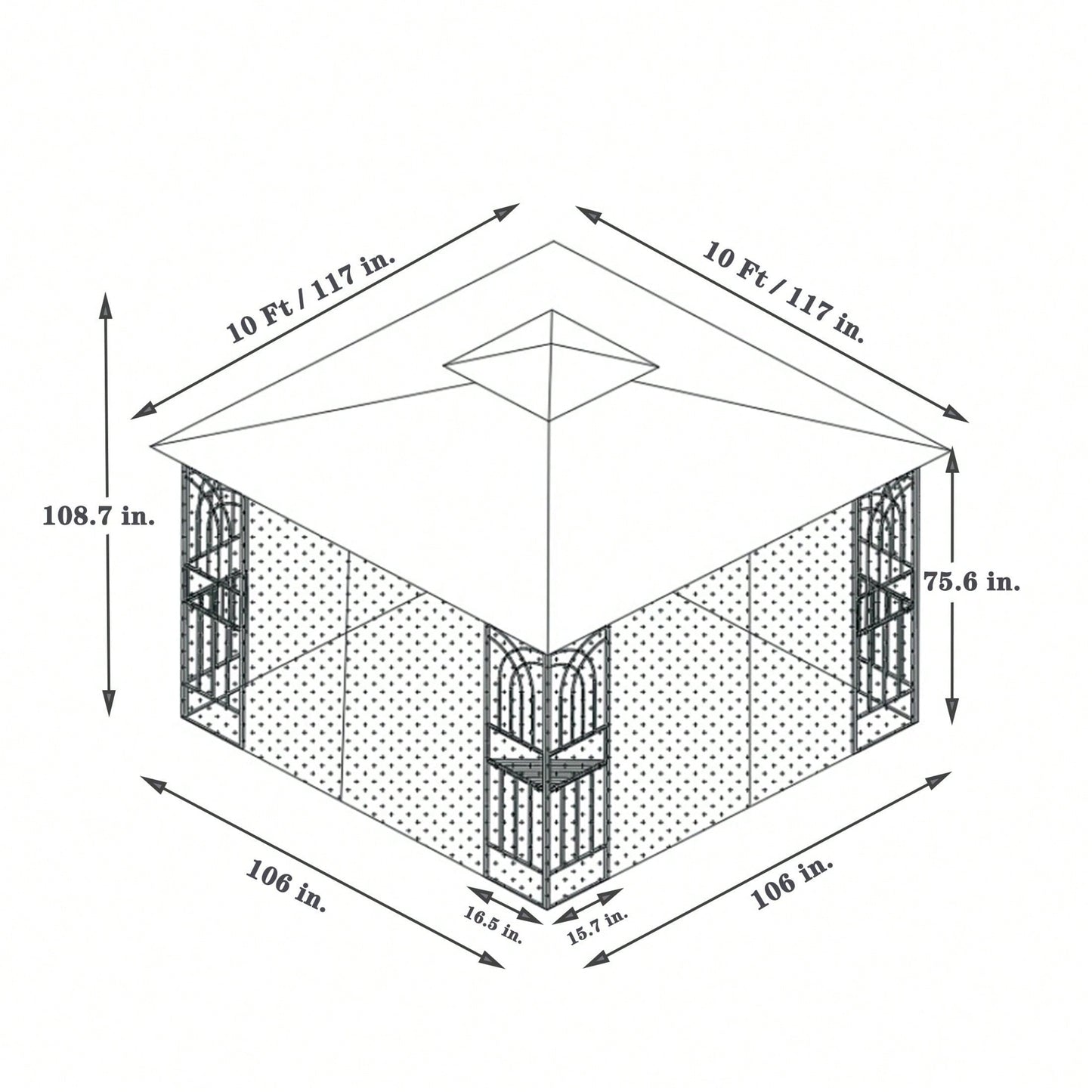 Ventilated Double Roof Outdoor Gazebo Canopy Tent with Detachable Mosquito Net for Lawn Garden and Backyard