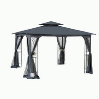 Ventilated Double Roof Outdoor Gazebo Canopy Tent with Detachable Mosquito Net for Lawn Garden and Backyard