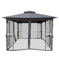 Ventilated Double Roof Outdoor Gazebo Canopy Tent with Detachable Mosquito Net for Lawn Garden and Backyard