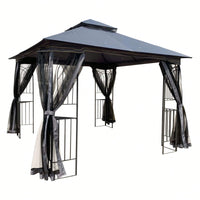 Ventilated Double Roof Outdoor Gazebo Canopy Tent with Detachable Mosquito Net for Lawn Garden and Backyard