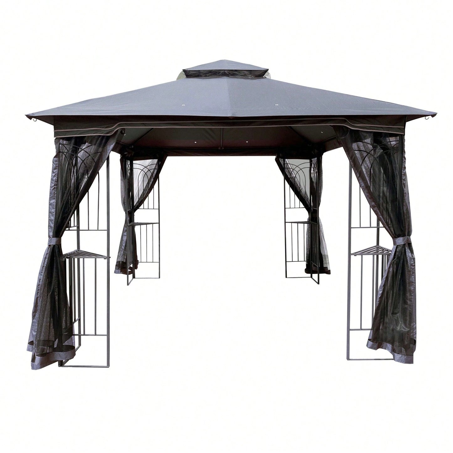 Ventilated Double Roof Outdoor Gazebo Canopy Tent with Detachable Mosquito Net for Lawn Garden and Backyard