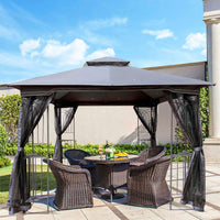 Ventilated Double Roof Outdoor Gazebo Canopy Tent with Detachable Mosquito Net for Lawn Garden and Backyard