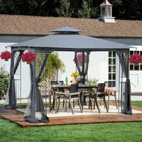 Ventilated Double Roof Outdoor Gazebo Canopy Tent with Detachable Mosquito Net for Lawn Garden and Backyard