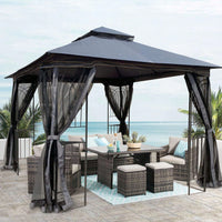 Ventilated Double Roof Outdoor Gazebo Canopy Tent with Detachable Mosquito Net for Lawn Garden and Backyard