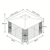 Ventilated Double Roof Outdoor Gazebo Canopy Tent with Detachable Mosquito Net for Lawn Garden and Backyard