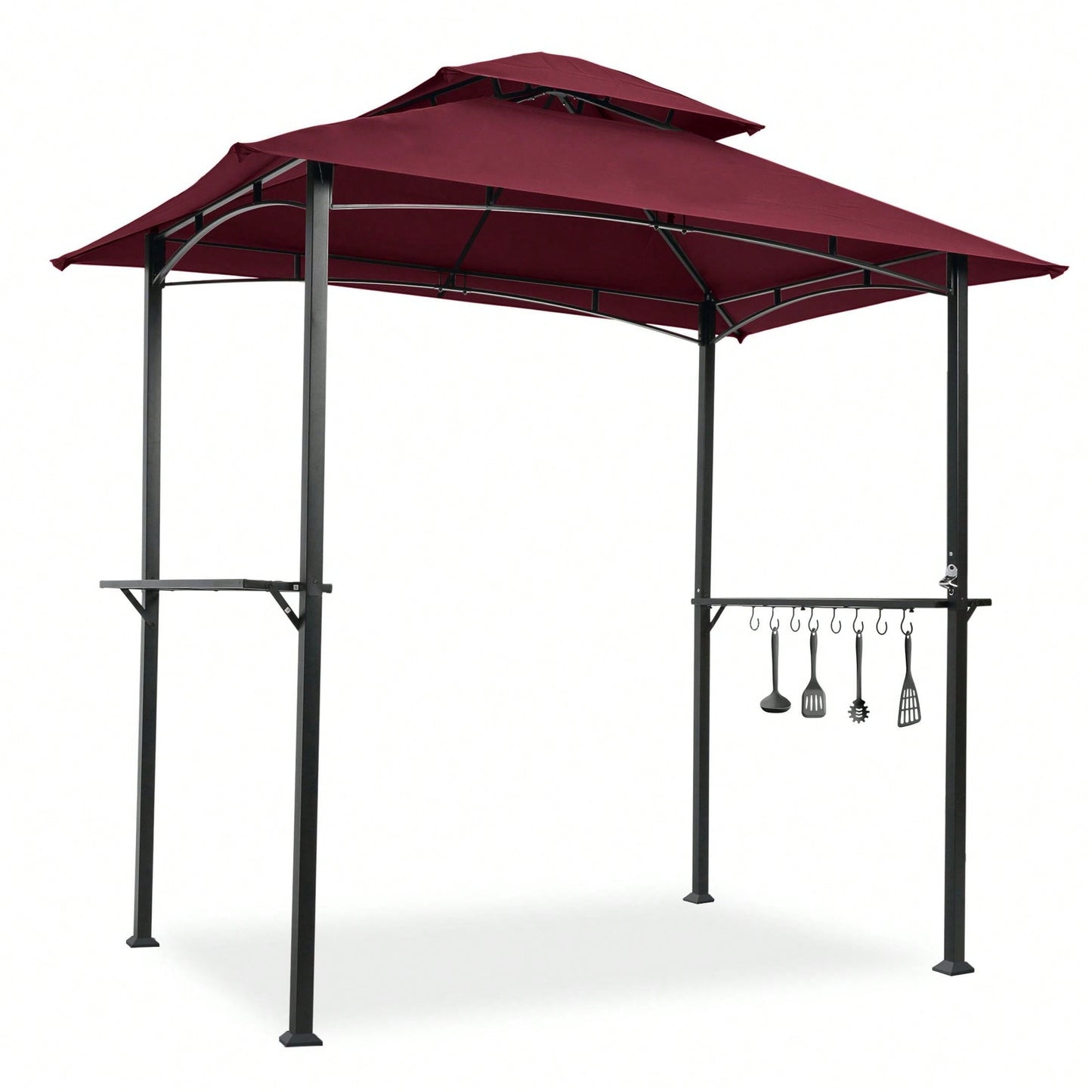 Outdoor Grill Gazebo 8 x 5 Ft Shelter Tent Double Tier Soft Top Canopy Steel Frame