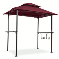 Outdoor Grill Gazebo 8 x 5 Ft Shelter Tent Double Tier Soft Top Canopy Steel Frame