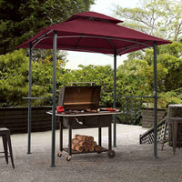 Outdoor Grill Gazebo 8 x 5 Ft Shelter Tent Double Tier Soft Top Canopy Steel Frame