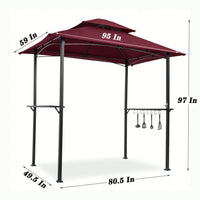 Outdoor Grill Gazebo 8 x 5 Ft Shelter Tent Double Tier Soft Top Canopy Steel Frame