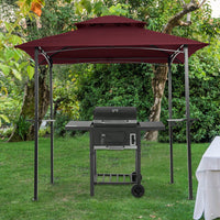 Outdoor Grill Gazebo 8 x 5 Ft Shelter Tent Double Tier Soft Top Canopy Steel Frame