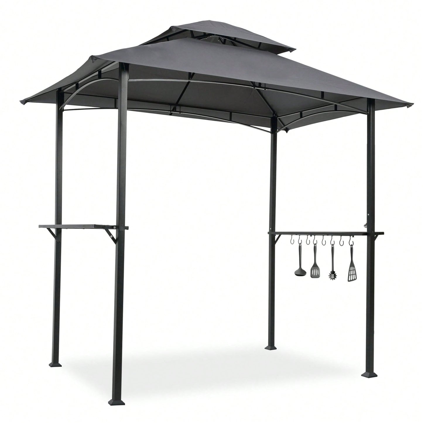 Outdoor Grill Gazebo 8 x 5 Ft Shelter Tent Double Tier Soft Top Canopy Steel Frame