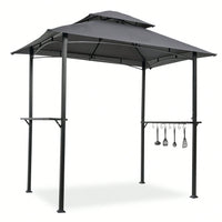 Outdoor Grill Gazebo 8 x 5 Ft Shelter Tent Double Tier Soft Top Canopy Steel Frame