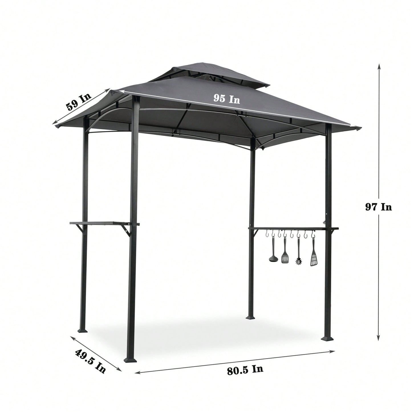 Outdoor Grill Gazebo 8 x 5 Ft Shelter Tent Double Tier Soft Top Canopy Steel Frame