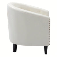 PU Leather Tufted Barrel Chair For Living Room Bedroom Club Chairs