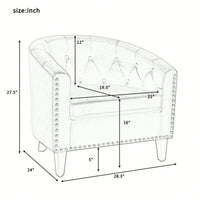 PU Leather Tufted Barrel Chair For Living Room Bedroom Club Chairs