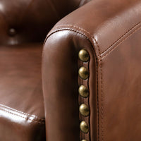 PU Leather Tufted Barrel Chair For Living Room Bedroom Club Chairs