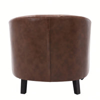 PU Leather Tufted Barrel Chair For Living Room Bedroom Club Chairs