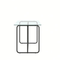 Rectangle Dining Table With Black Metal Frame, Tempered Glass Dining Table For Kitchen Room