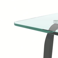 Rectangle Dining Table With Black Metal Frame, Tempered Glass Dining Table For Kitchen Room