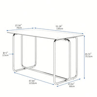Rectangle Dining Table With Black Metal Frame, Tempered Glass Dining Table For Kitchen Room