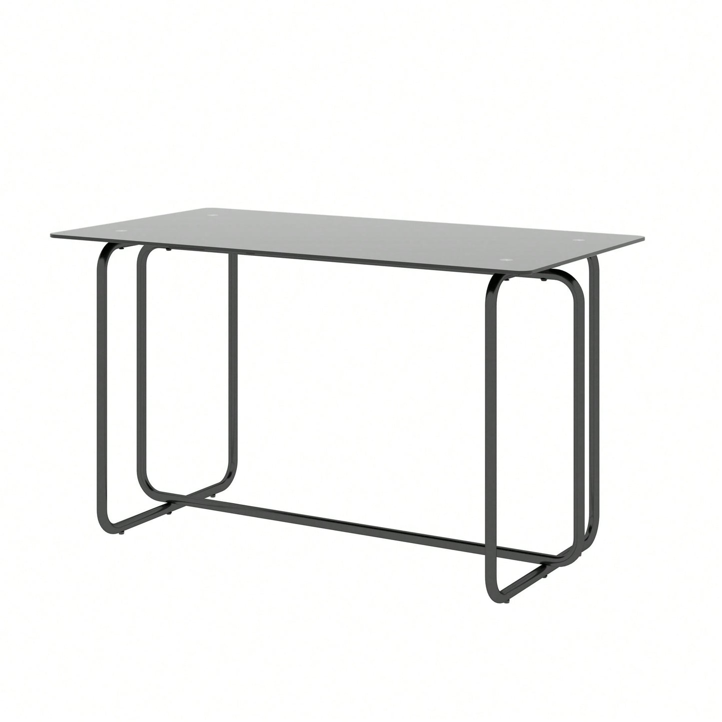 Rectangle Dining Table With Black Metal Frame, Tempered Glass Dining Table For Kitchen Room