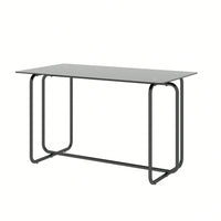 Rectangle Dining Table With Black Metal Frame, Tempered Glass Dining Table For Kitchen Room
