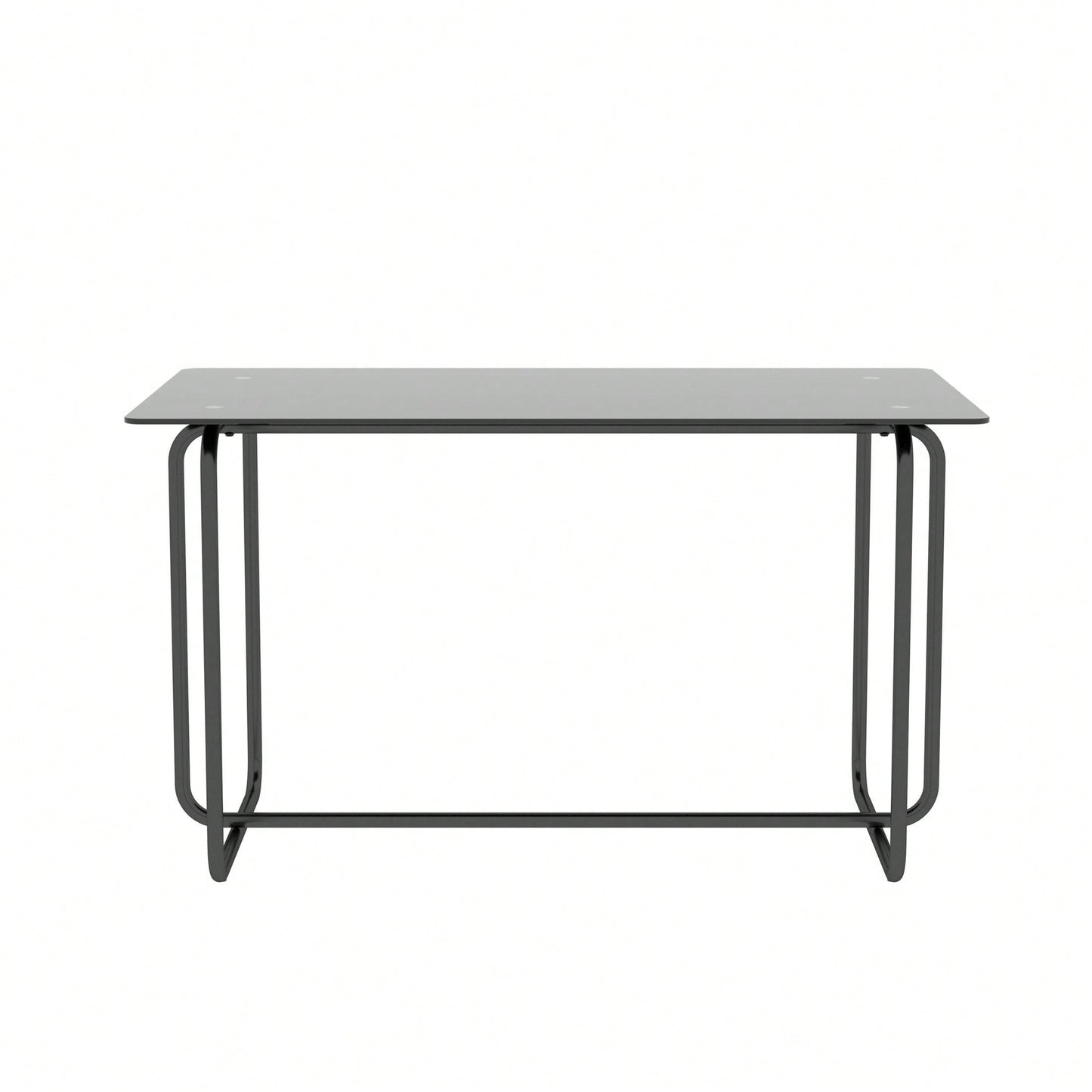 Rectangle Dining Table With Black Metal Frame, Tempered Glass Dining Table For Kitchen Room