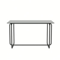Rectangle Dining Table With Black Metal Frame, Tempered Glass Dining Table For Kitchen Room
