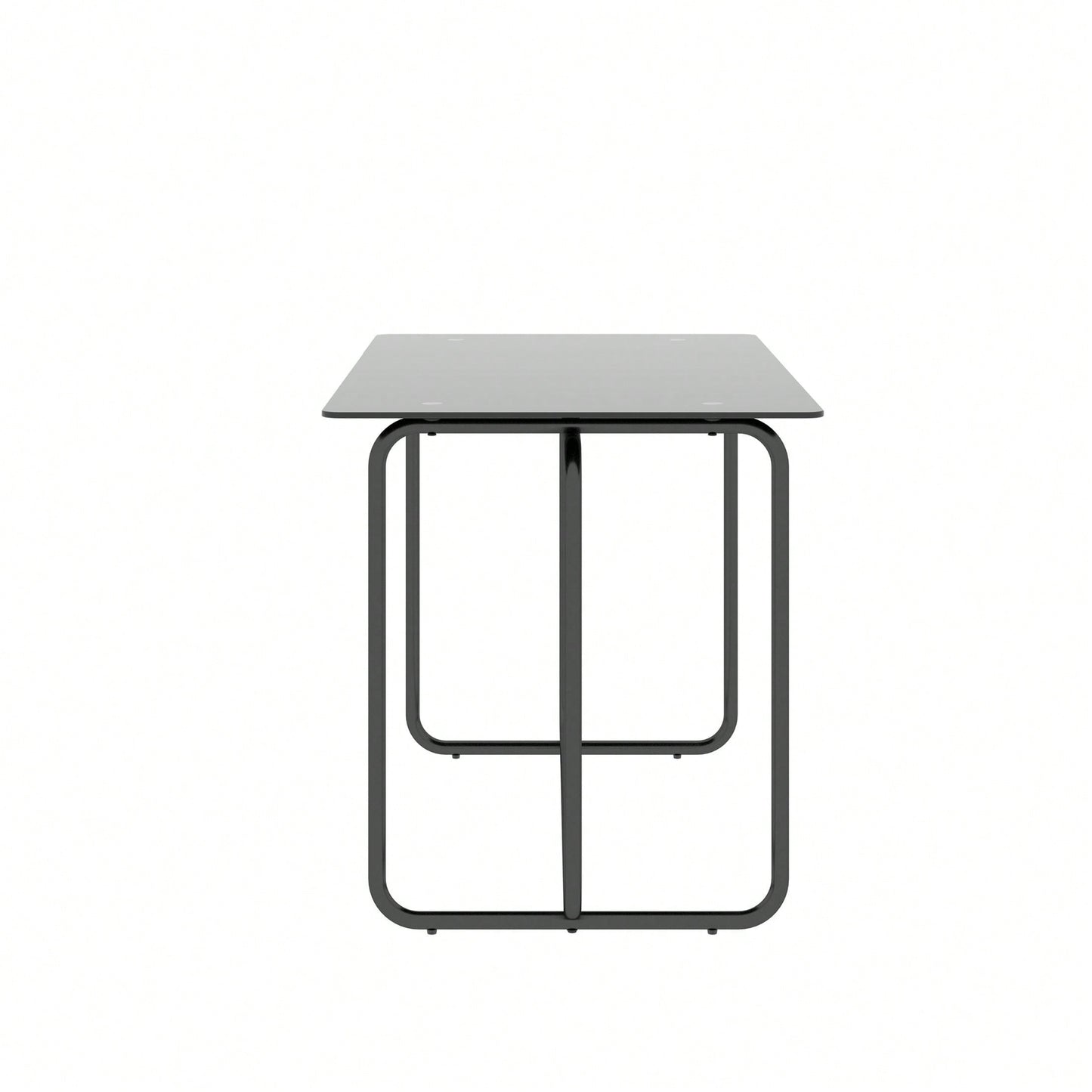 Rectangle Dining Table With Black Metal Frame, Tempered Glass Dining Table For Kitchen Room