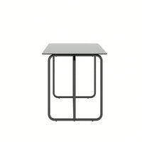 Rectangle Dining Table With Black Metal Frame, Tempered Glass Dining Table For Kitchen Room