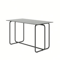 Rectangle Dining Table With Black Metal Frame, Tempered Glass Dining Table For Kitchen Room
