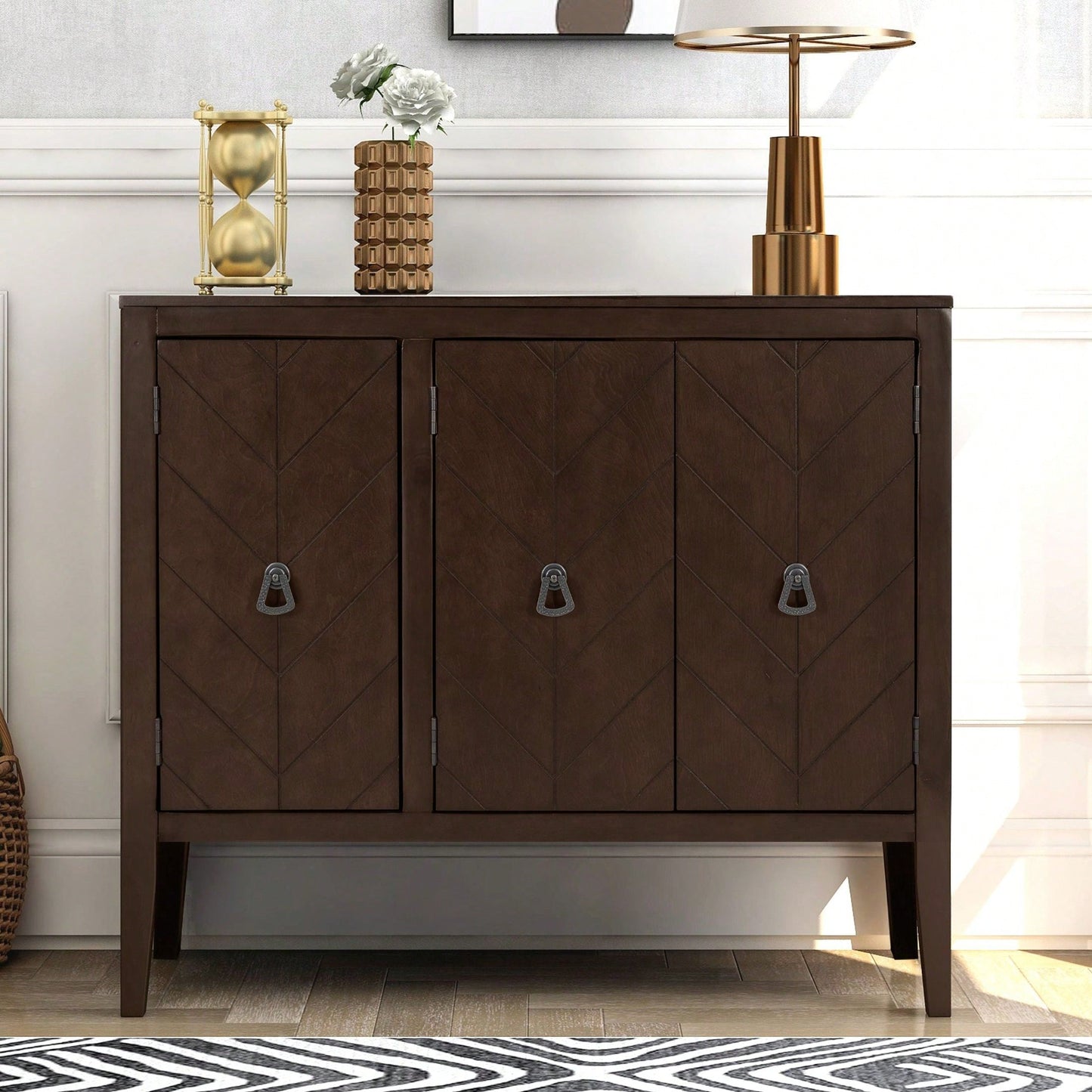 Accent Storage Cabinet, Wooden Cabinet With Adjustable Shelf, Entryway, Living Room, Bedroom