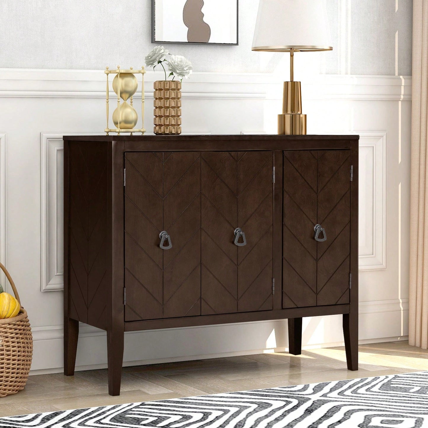 Accent Storage Cabinet, Wooden Cabinet With Adjustable Shelf, Entryway, Living Room, Bedroom