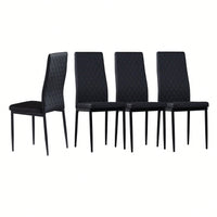 Modern Minimalist Dining Chair, Fireproof Leather Sprayed Metal Pipe Diamond Grid Pattern Restaurant Home Conference Chair Set Of 4