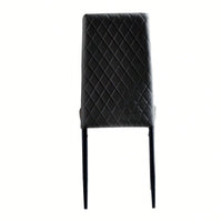 Modern Minimalist Dining Chair, Fireproof Leather Sprayed Metal Pipe Diamond Grid Pattern Restaurant Home Conference Chair Set Of 4