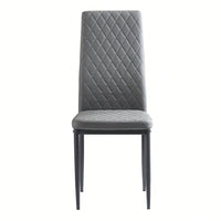 Modern Minimalist Dining Chair, Fireproof Leather Sprayed Metal Pipe Diamond Grid Pattern Restaurant Home Conference Chair Set Of 4