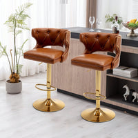 Bar Stools With Back And Footrest Counter Height Dining Chairs - 2PCS/SET