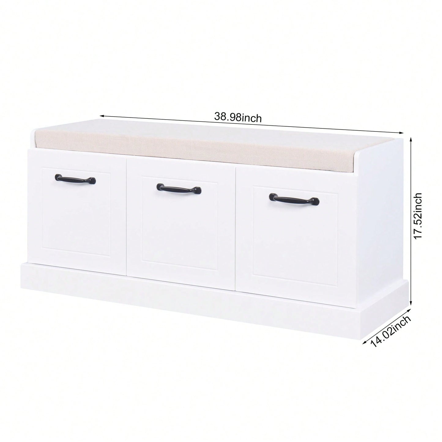 Wooden Entryway Shoe Cabinet Living Room Storage Bench With White Cushion