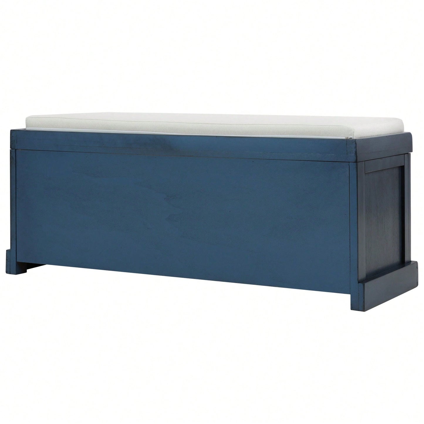 Rustic Storage Bench With 3 Removable Classic Rattan Basket , Entryway Bench Storage Bench With Removable Cushion