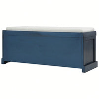Rustic Storage Bench With 3 Removable Classic Rattan Basket , Entryway Bench Storage Bench With Removable Cushion