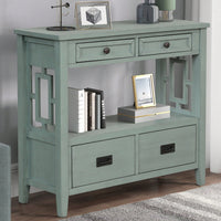 36'' Farmhouse Pine Wood Console Table Entry Sofa Table With 4 Drawers & 1 Storage Shelf For Entryway Living Room Bedroom Hallway Kitchen