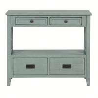36'' Farmhouse Pine Wood Console Table Entry Sofa Table With 4 Drawers & 1 Storage Shelf For Entryway Living Room Bedroom Hallway Kitchen