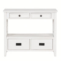 36'' Farmhouse Pine Wood Console Table Entry Sofa Table With 4 Drawers & 1 Storage Shelf For Entryway Living Room Bedroom Hallway Kitchen
