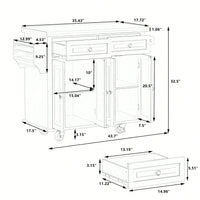 Kitchen Island Cart With Two Storage Cabinets And Two Locking Wheels,43.31 Inch Width,4 Door Cabinet And Two Drawers,Spice Rack, Towel Rack